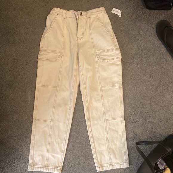 Cream Cargo Pants - Picture 3 of 6